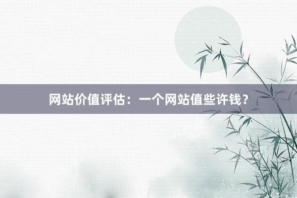 网站价值评估：一个网站值些许钱？